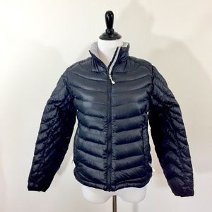 Lands End Black Ultra Light Packable Down Jacket S